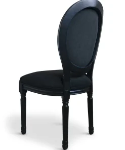 Lot de 2 chaises médaillon Louis XVI Black Bois massif et Velours Noir