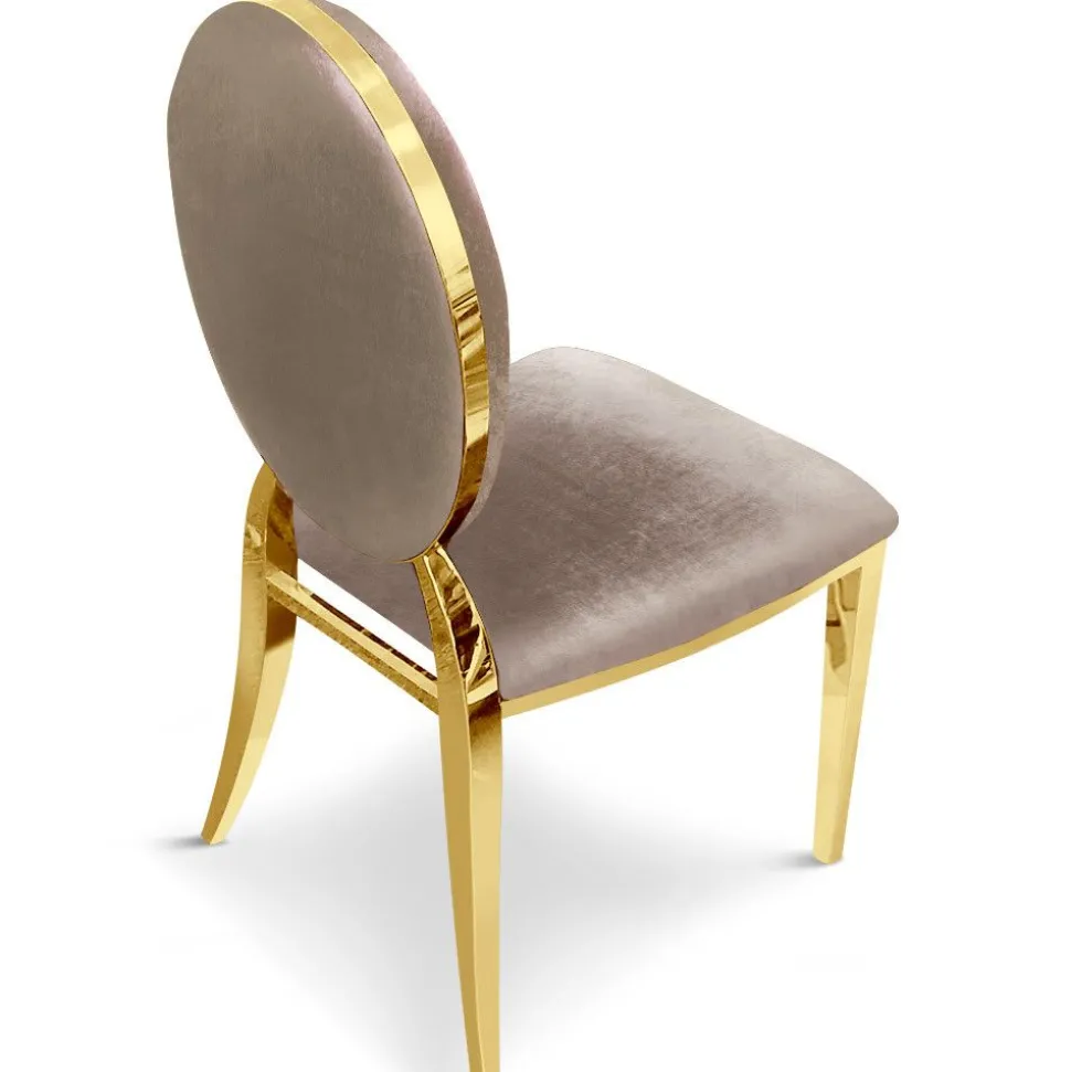 Lot de 2 chaises médaillon Sofia velours Taupe