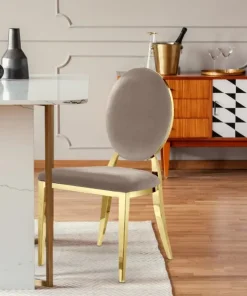 Lot de 2 chaises médaillon Sofia velours Taupe