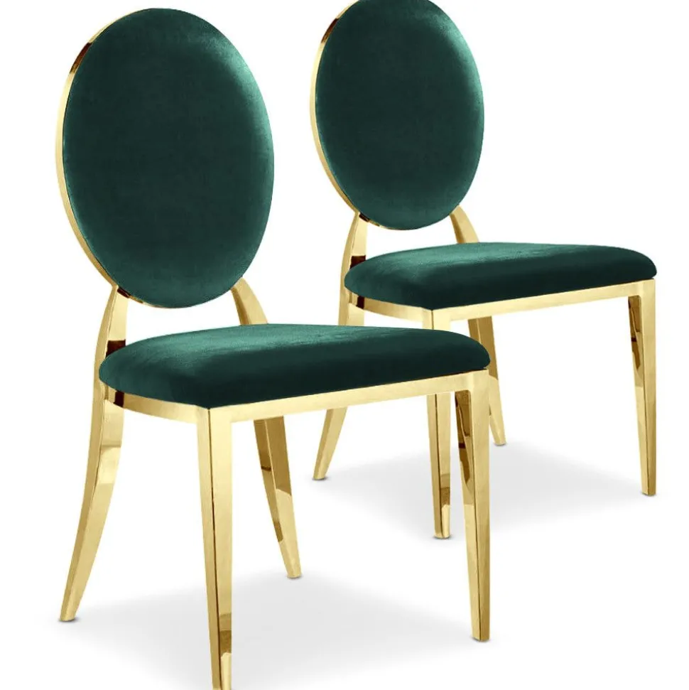 Lot de 2 chaises médaillon Sofia velours Vert