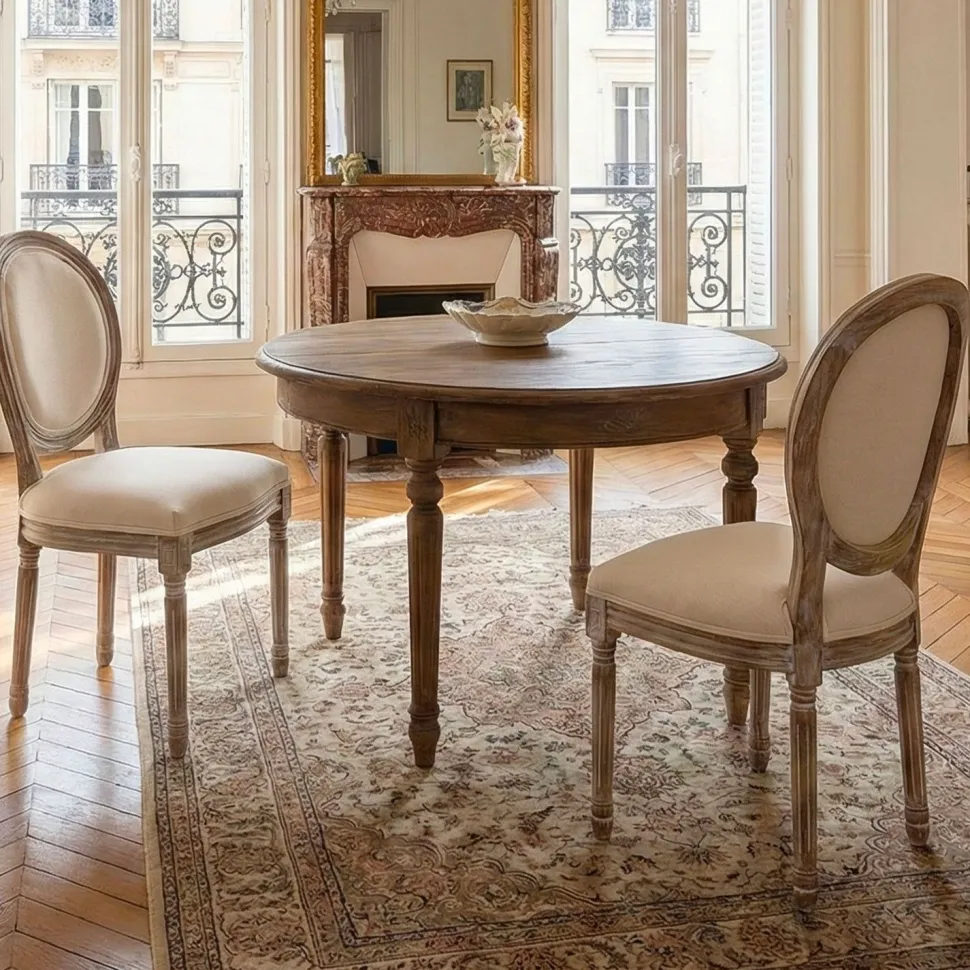 Lot de 20 chaises médaillon Louis XVI Tissu Beige