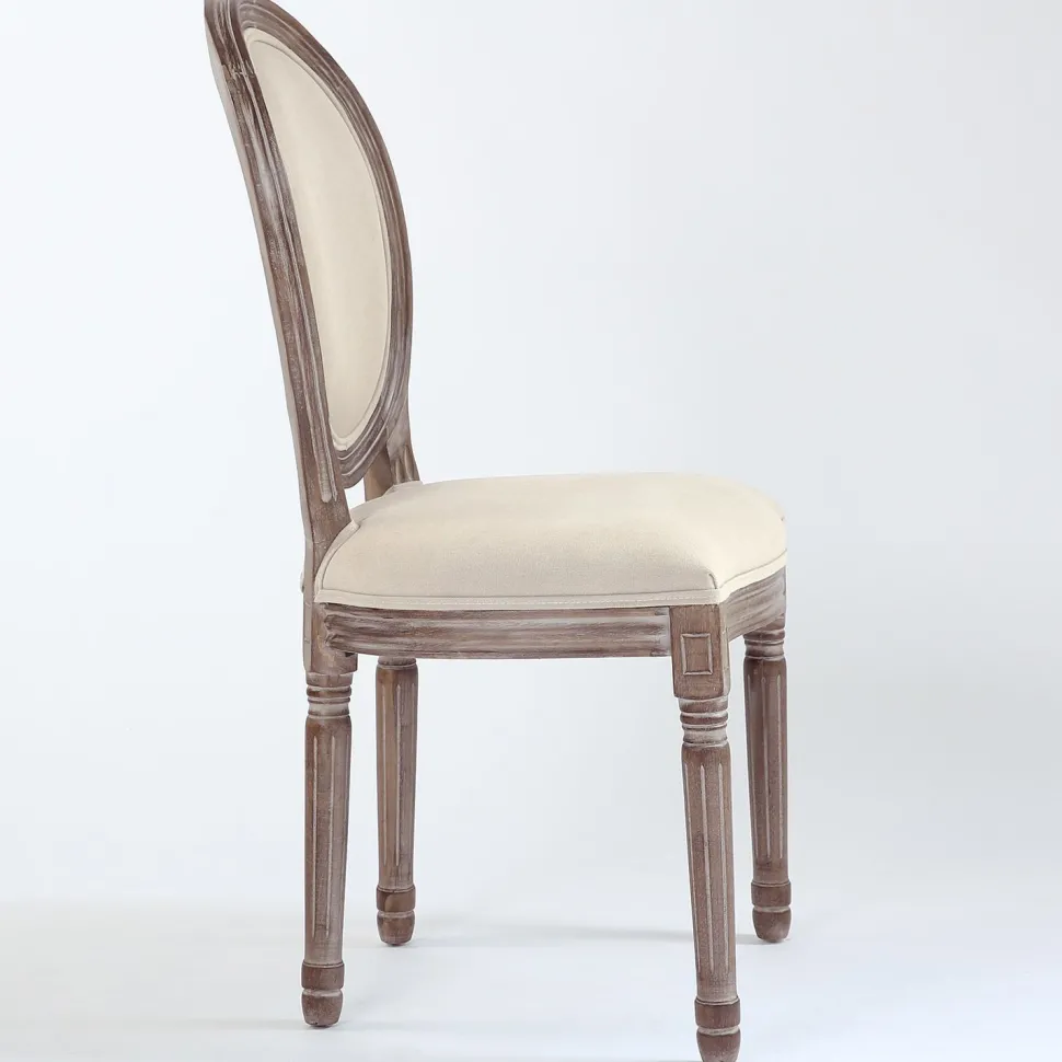 Lot de 20 chaises médaillon Louis XVI Tissu Beige