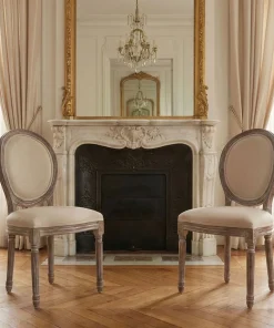 Lot de 20 chaises médaillon Louis XVI Tissu Beige