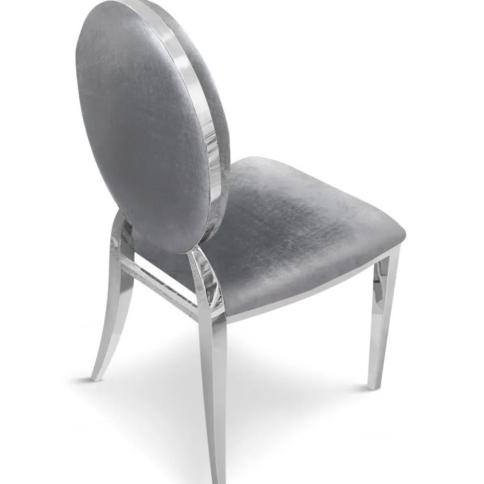 Lot de 6 chaises médaillon Sofia Velours Argent