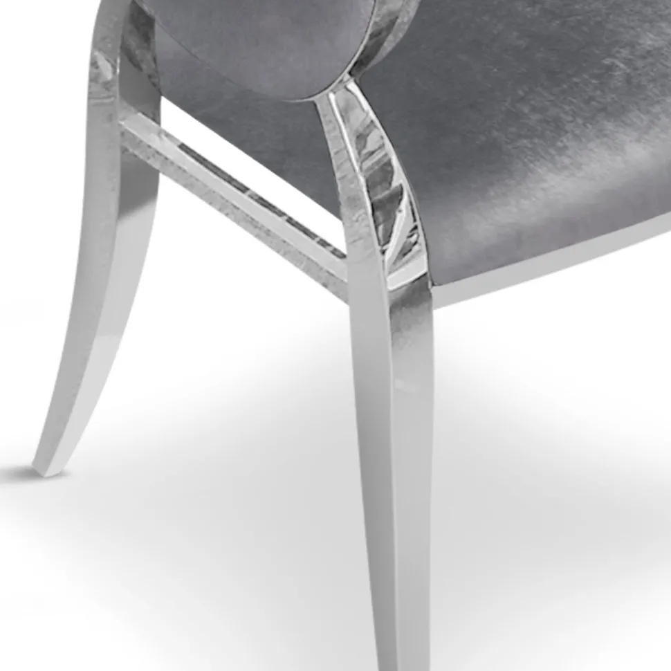 Lot de 6 chaises médaillon Sofia Velours Argent