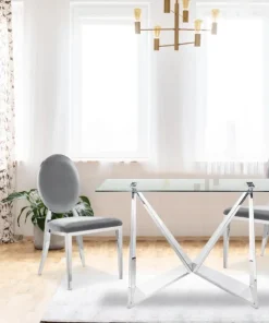 Lot de 8 chaises médaillon Sofia Velours Argent