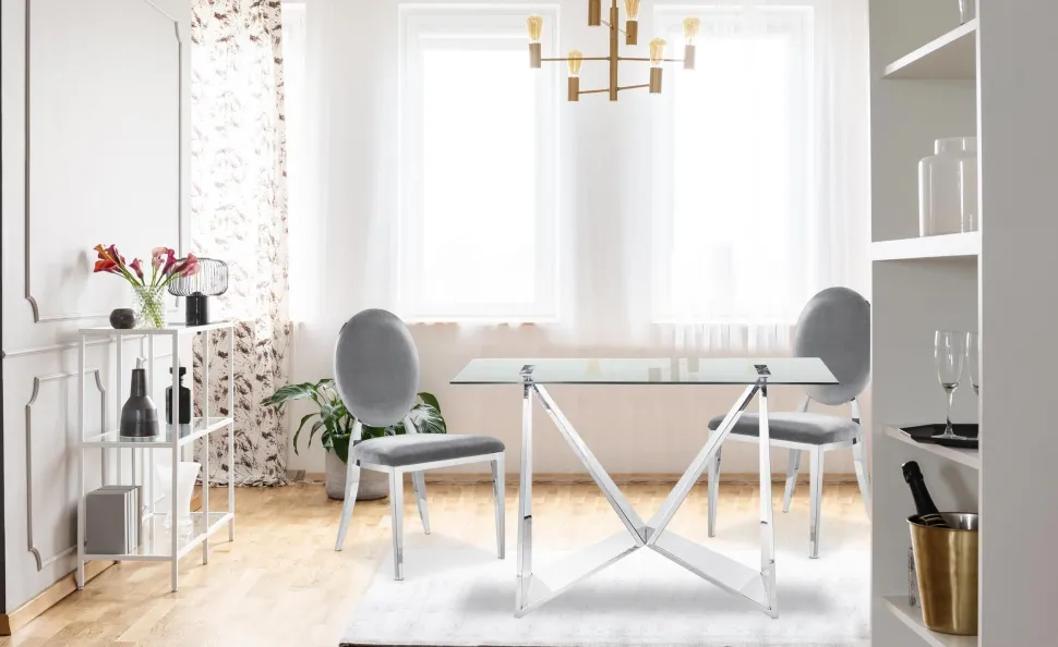 Lot de 8 chaises médaillon Sofia Velours Argent