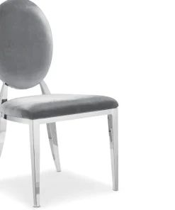 Lot de 8 chaises médaillon Sofia Velours Argent