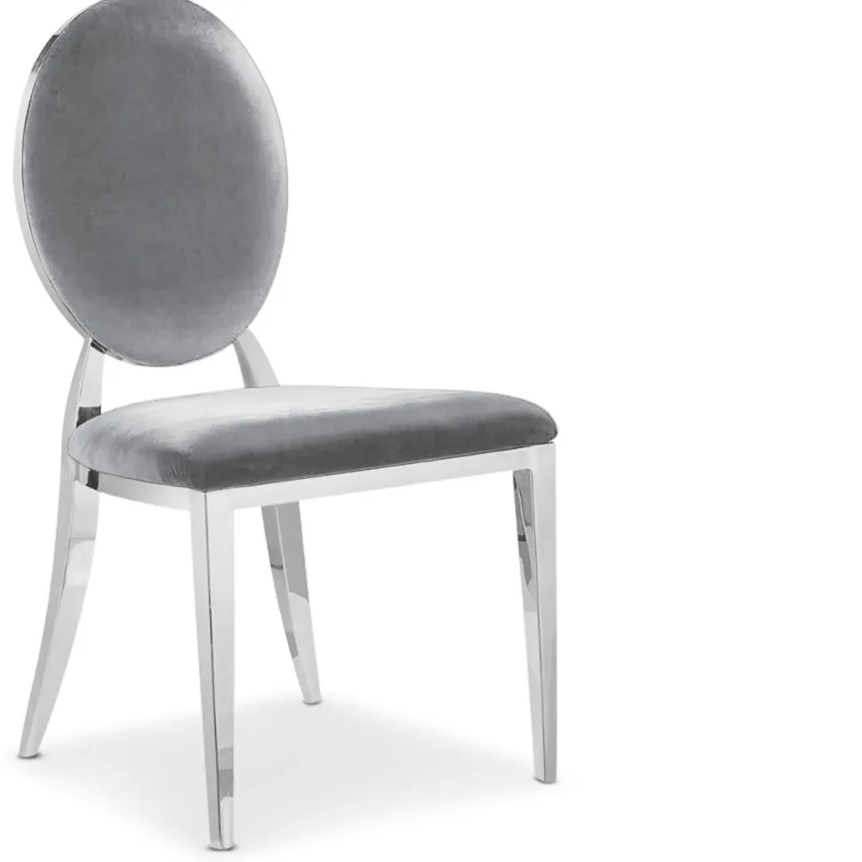 Lot de 8 chaises médaillon Sofia Velours Argent