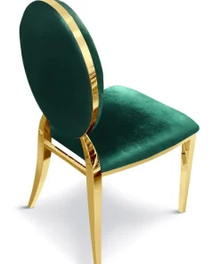 Lot de 6 chaises médaillon Sofia Pieds Or Velours Vert