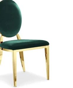Lot de 6 chaises médaillon Sofia Pieds Or Velours Vert