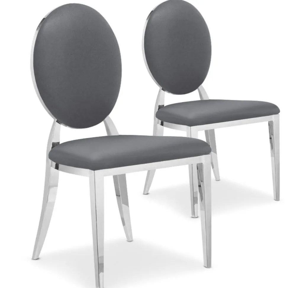 Lot de 2 chaises médaillon Sofia Simili Gris