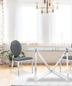Lot de 2 chaises médaillon Sofia Simili Gris