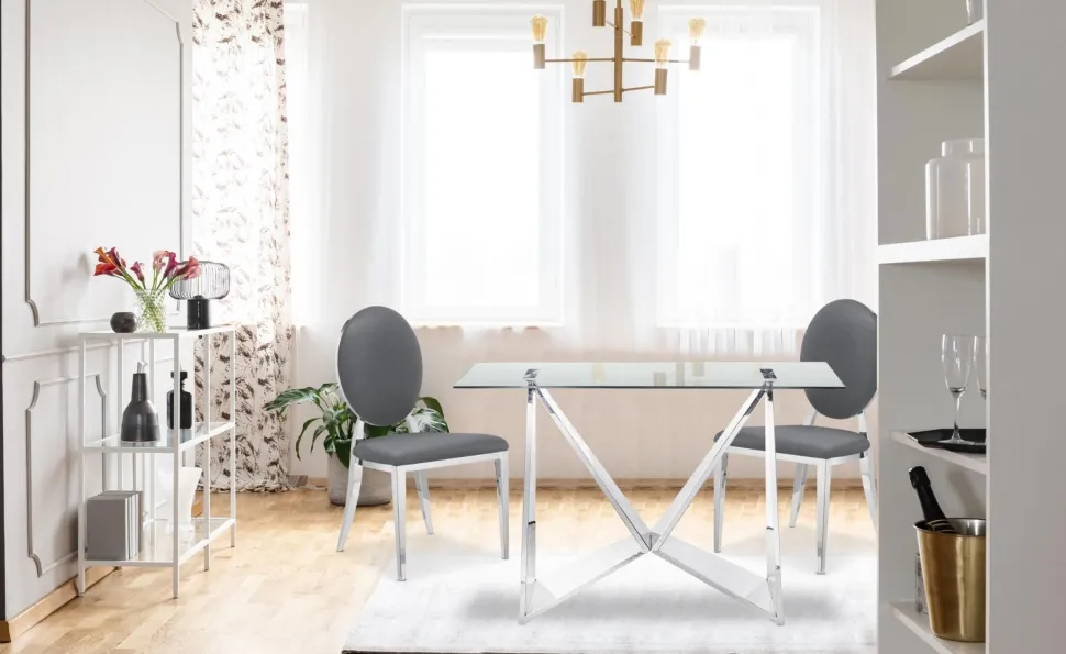 Lot de 2 chaises médaillon Sofia Simili Gris