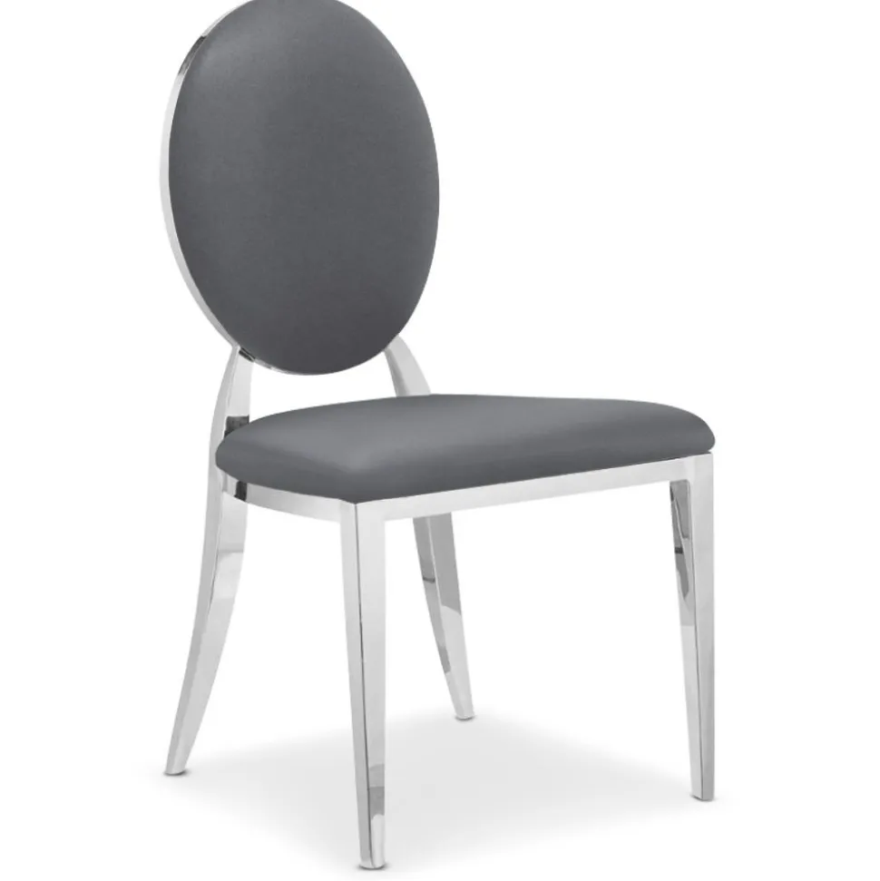 Lot de 2 chaises médaillon Sofia Simili Gris