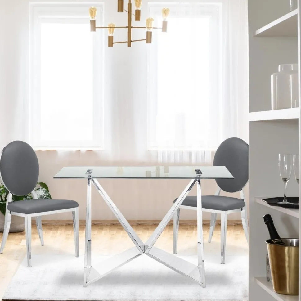 Lot de 2 chaises médaillon Sofia Simili Gris