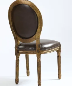 Lot de 2 chaises médaillon Louis XVI Bois massif patiné Or et Simili (P.U) Marron