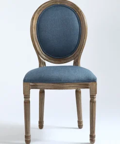 Lot de 2 chaises médaillon Louis XVI Bois massif patiné et Tissu Bleu