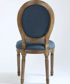 Lot de 2 chaises médaillon Louis XVI Bois massif patiné et Tissu Bleu