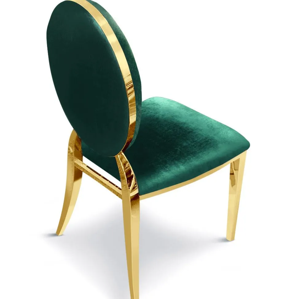 Lot de 4 chaises médaillon Sofia Pieds Or Velours Vert
