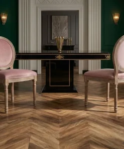 Lot de 2 chaises médaillon Louis XVI Bois massif patiné et Velours Rose poudré