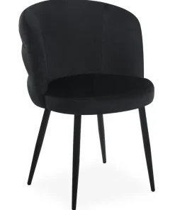 Lot de 2 chaises modernes matelassées Malawi Velours Noir