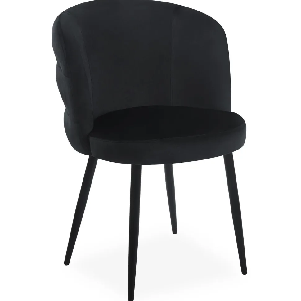 Lot de 2 chaises modernes matelassées Malawi Velours Noir