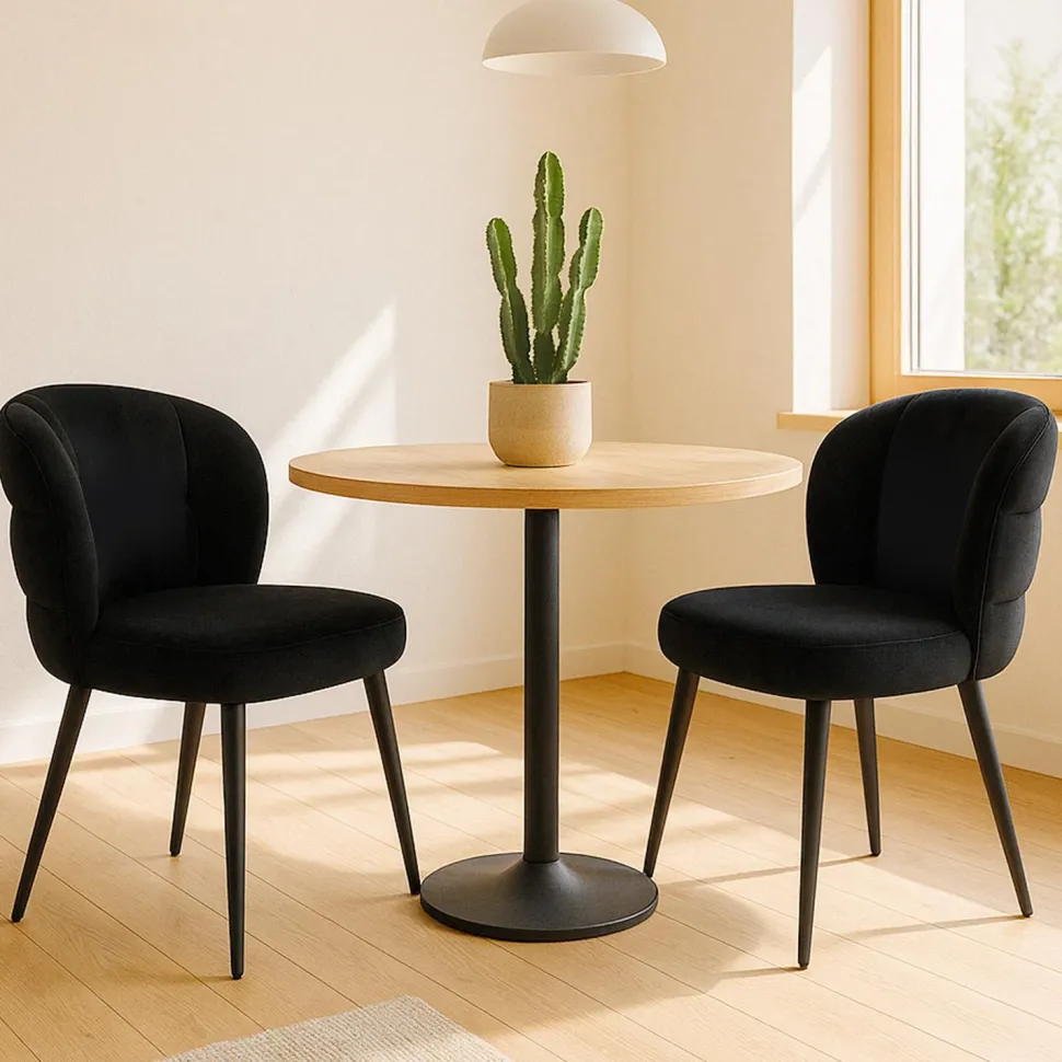 Lot de 2 chaises modernes matelassées Malawi Velours Noir