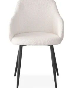 Lot de 2 chaises Paoline Tissu Bouclette Crème