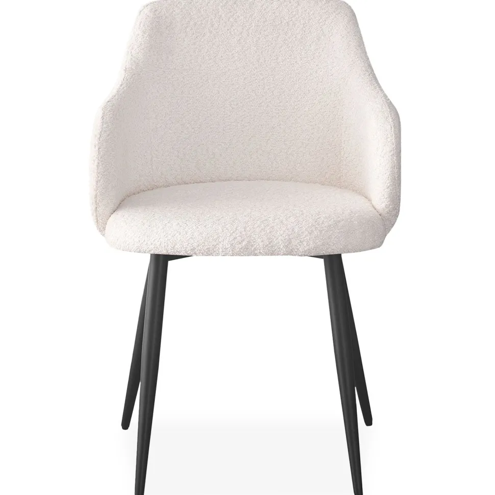 Lot de 2 chaises Paoline Tissu Bouclette Crème