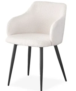 Lot de 4 chaises Paoline Tissu Bouclette Crème