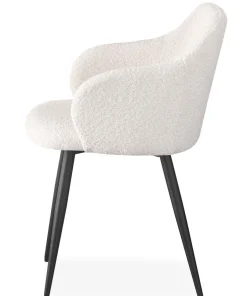 Lot de 4 chaises Paoline Tissu Bouclette Crème