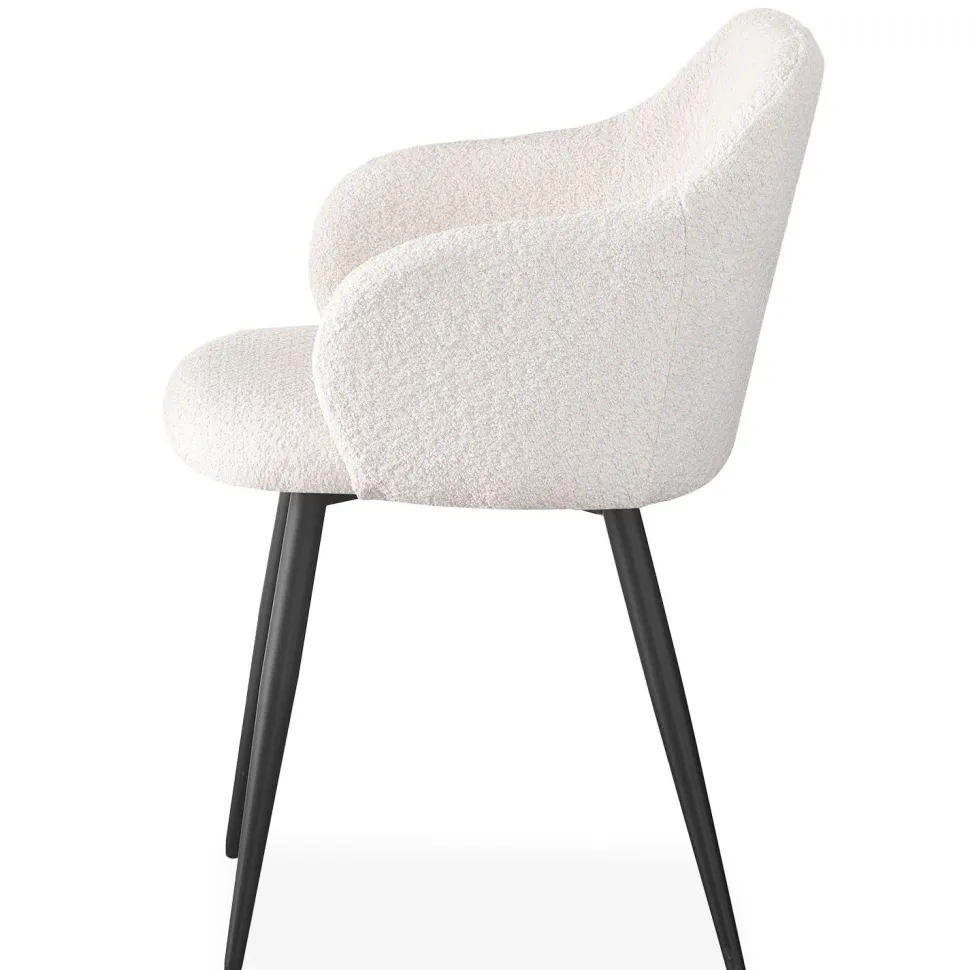 Lot de 4 chaises Paoline Tissu Bouclette Crème