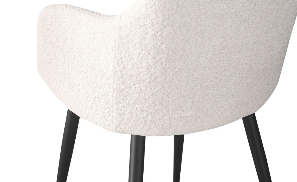 Lot de 6 chaises Paoline Tissu Bouclette Crème