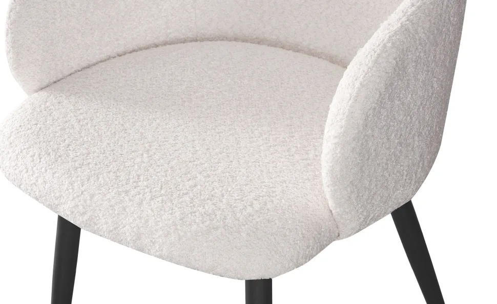 Lot de 6 chaises Paoline Tissu Bouclette Crème