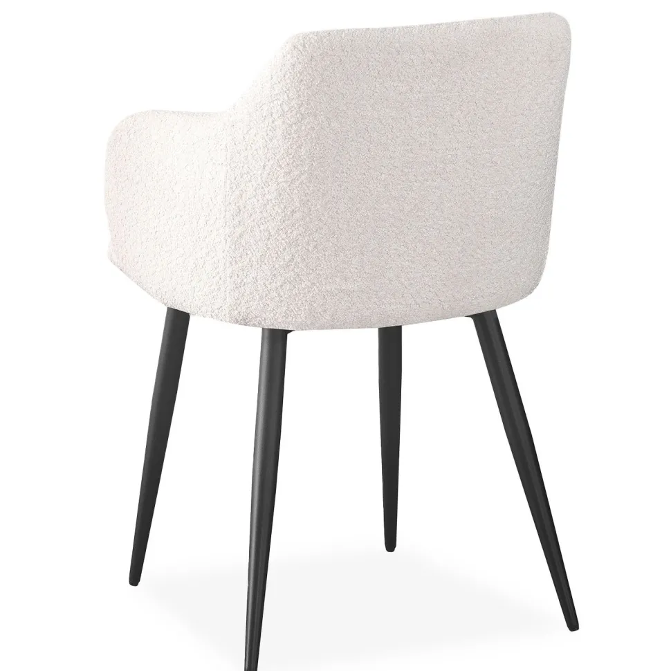 Lot de 6 chaises Paoline Tissu Bouclette Crème