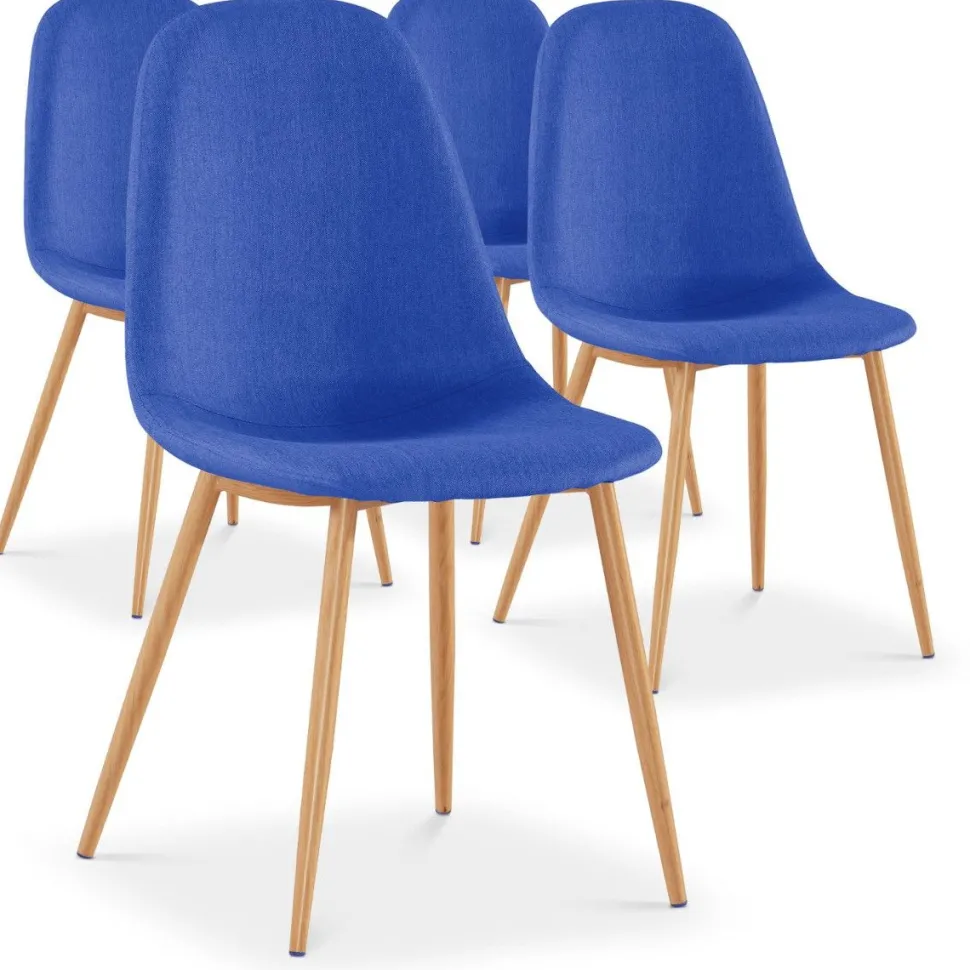 Lot de 4 chaises scandinaves Gao Tissu Bleu