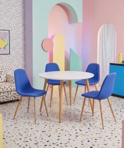 Lot de 4 chaises scandinaves Gao Tissu Bleu