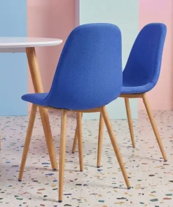 Lot de 4 chaises scandinaves Gao Tissu Bleu