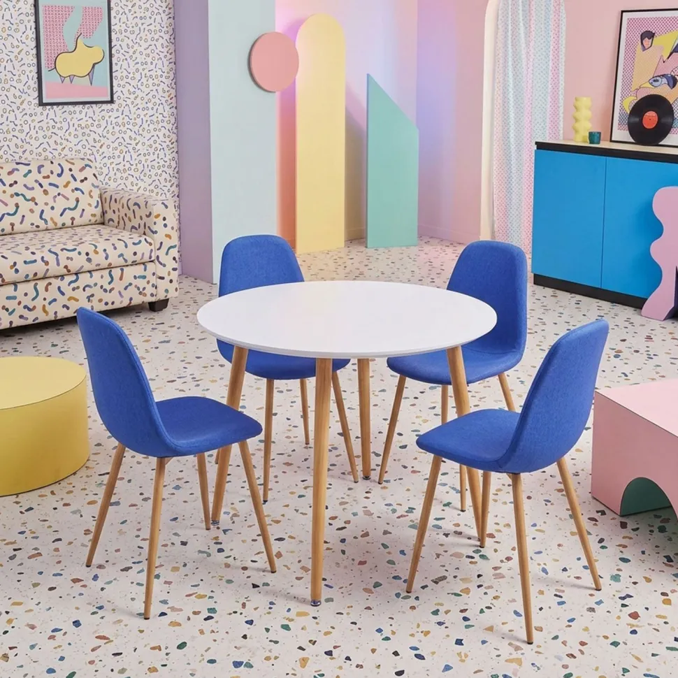 Lot de 4 chaises scandinaves Gao Tissu Bleu
