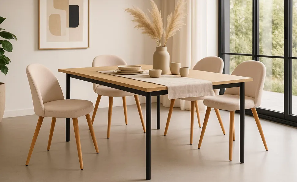 Lot de 2 chaises scandinaves Maury tissu Beige