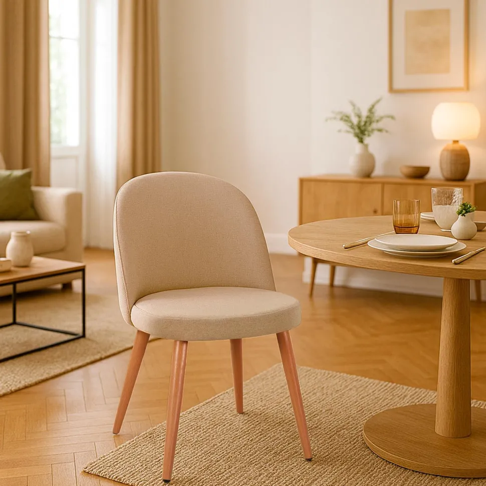 Lot de 2 chaises scandinaves Maury tissu Beige