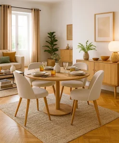 Lot de 2 chaises scandinaves Maury tissu Beige