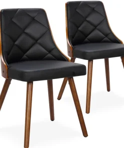 Lot de 2 chaises scandinaves Lalix Bois Noisette et Noir