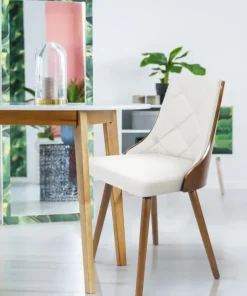 Lot de 8 chaises scandinaves Lalix Bois Noisette et Blanc