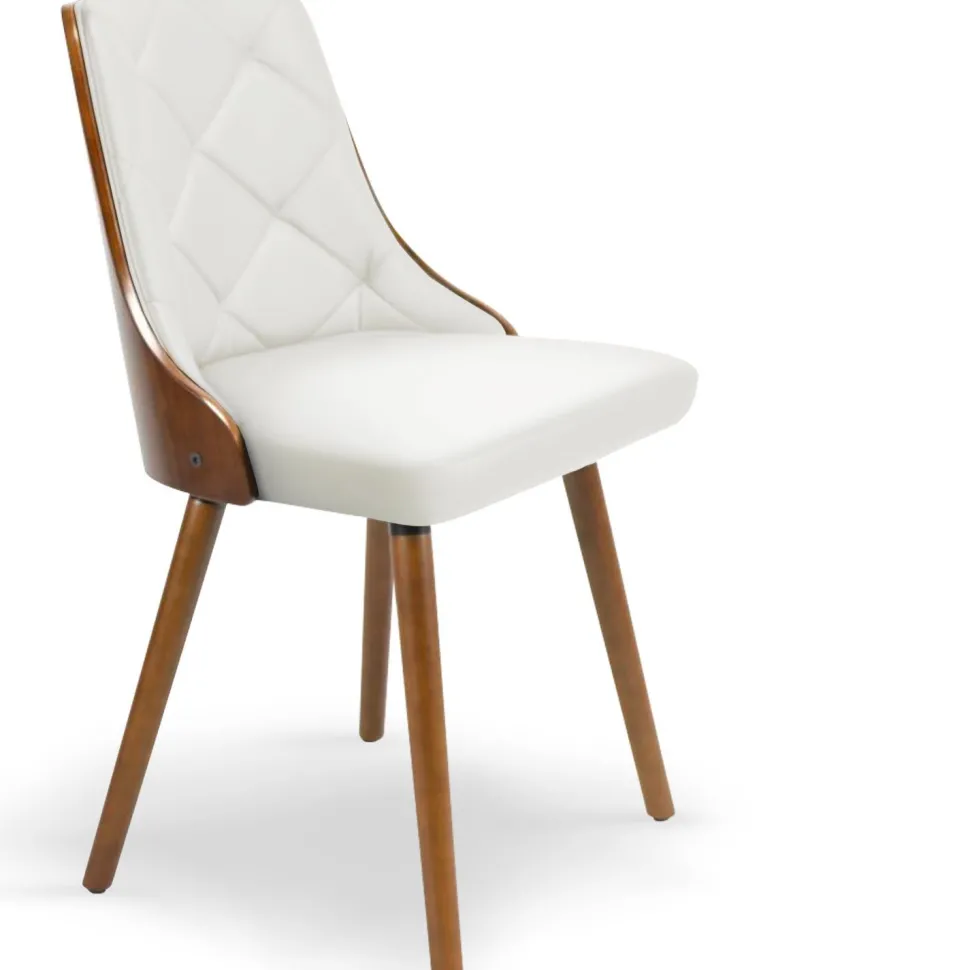 Lot de 8 chaises scandinaves Lalix Bois Noisette et Blanc