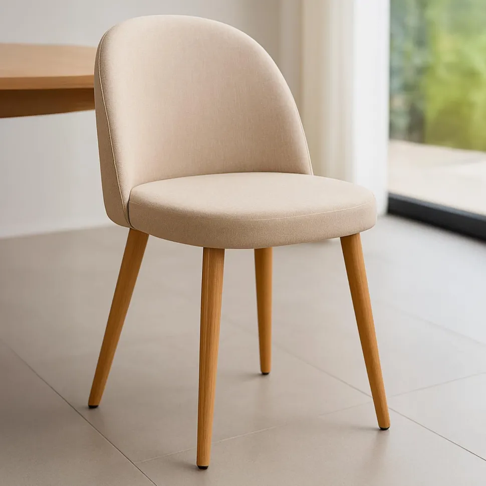 Lot de 6 chaises scandinaves Maury Tissu Beige