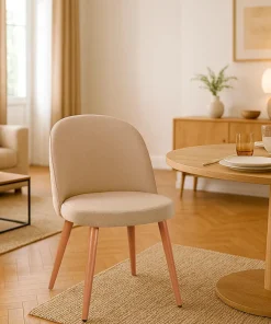 Lot de 6 chaises scandinaves Maury Tissu Beige