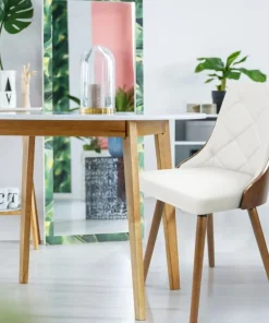 Lot de 2 chaises scandinaves Lalix Bois Noisette & Blanc