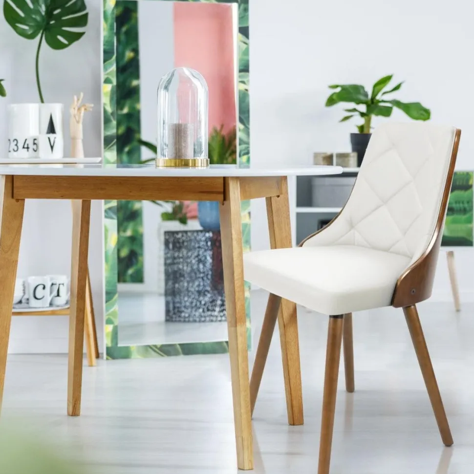 Lot de 2 chaises scandinaves Lalix Bois Noisette & Blanc